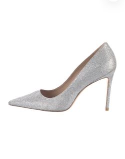 Silver Glitter Pointed-Toe Stiletto Pumps