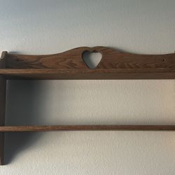 Vintage hardwood heart shelf
