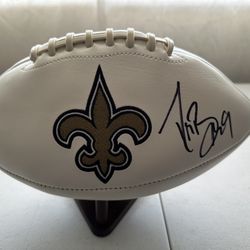 Drew Brees Signed New Orleans Saints Logo Autographed football w/COA - 654