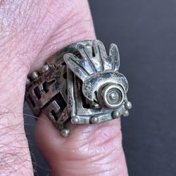 Aztec Vintage Sterling Silver (925) Poison Ring