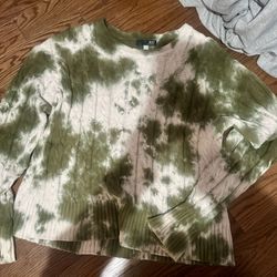 KUT Green Acid Wash Sweater L