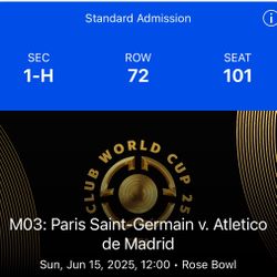 Psg vs Atletico Madrid Club World Cup Tickets Preferred Seating 