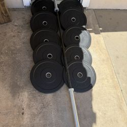 Rogue hg Olympic weights 260lbs total plus 7ft 45lbs Ohio rogue bar