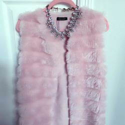 Pink Fur Vest High Quality Brand New Luxury Fashion Stylish 