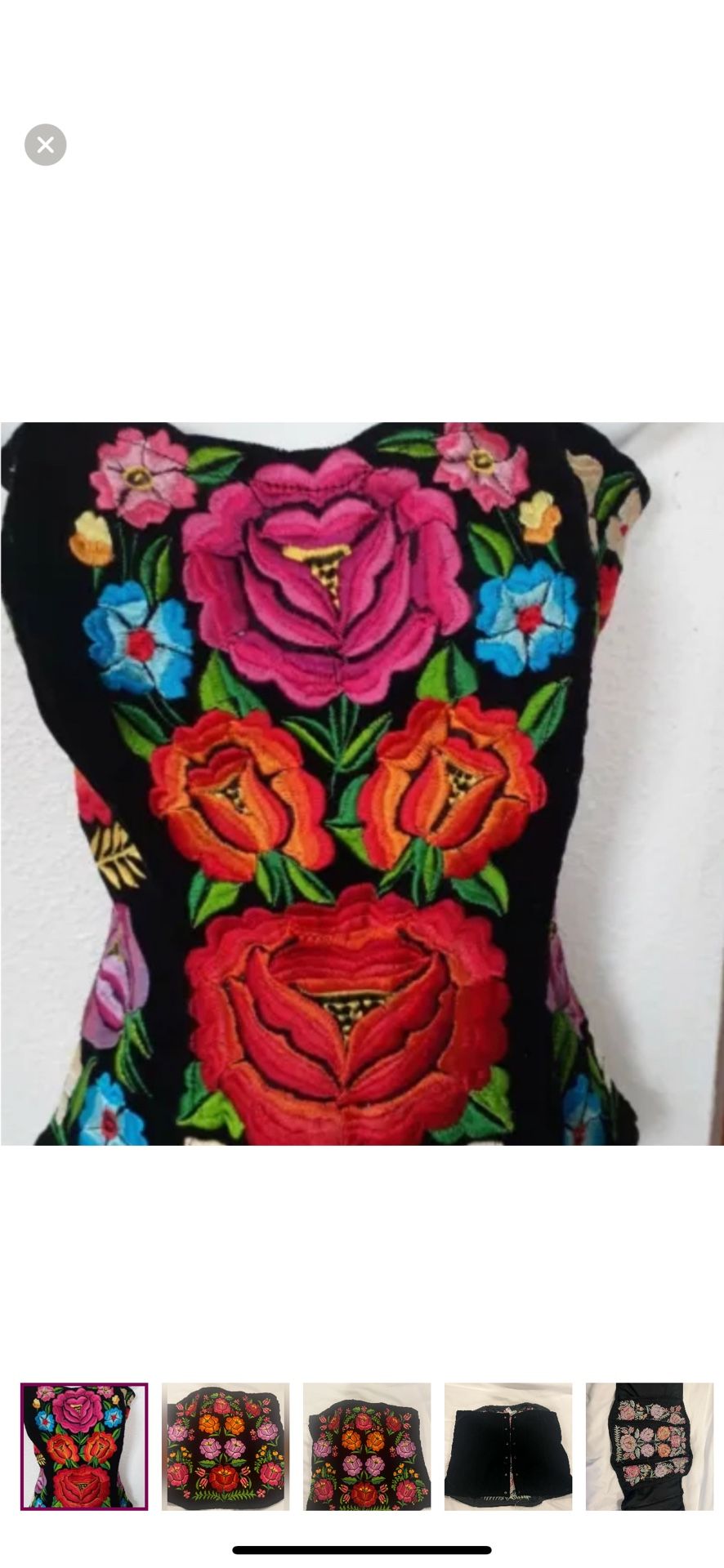 Artisanal Black Velvet Bustier Corset Top Strapless Floral Lace Embroidery Curvy hem 1 Sz