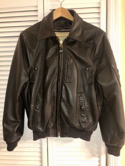 Leather Flight Bomber Jacket Men’s Small Brown