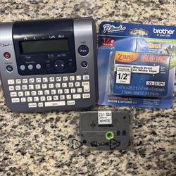 Brother P-touch PT-1280 Label Maker Bundle – Includes 2-Pack TZe Tape + White Laminated Tape