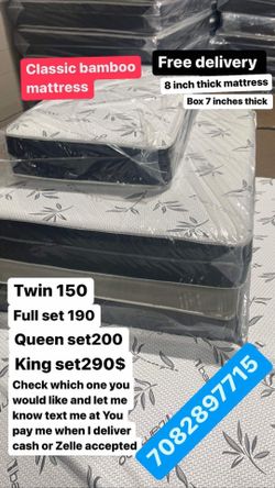 Huge sale for Mattress And Box Twin size #mattress and box 150.$ full 190$ Queen 200$ king 290$. free delivery free set up 708….289…7715… cash or Zell