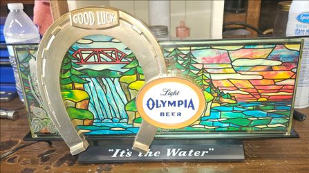 Olympia beer sign vintage motion waterfall