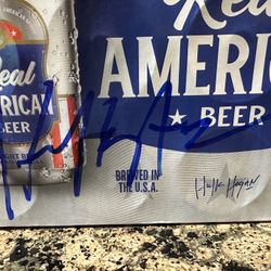 REAL Hulk Hogan Signed AUTOGRAPH REAL AMERICAN 12 PACK BEER CASE  Hulkmania, WWE
