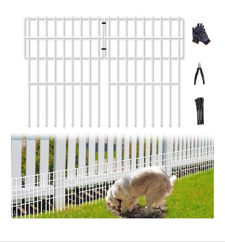 26 Panels No Dig Fence, 28ft(L) x 17in(H) Dog Digging Fencing Barrier, 1.2in Gap Animal Barrier for Bottom of Fence, Rustproof Metal