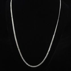 22" x 3mm Solid Sterling Silver Curb Necklace w Lobster Clasp. Italy, MINT!