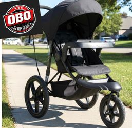 Let’s Ride! Like New Delta Children Apollo Jogging Stroller W/ Shock Absorbing Frame, Black-OBO