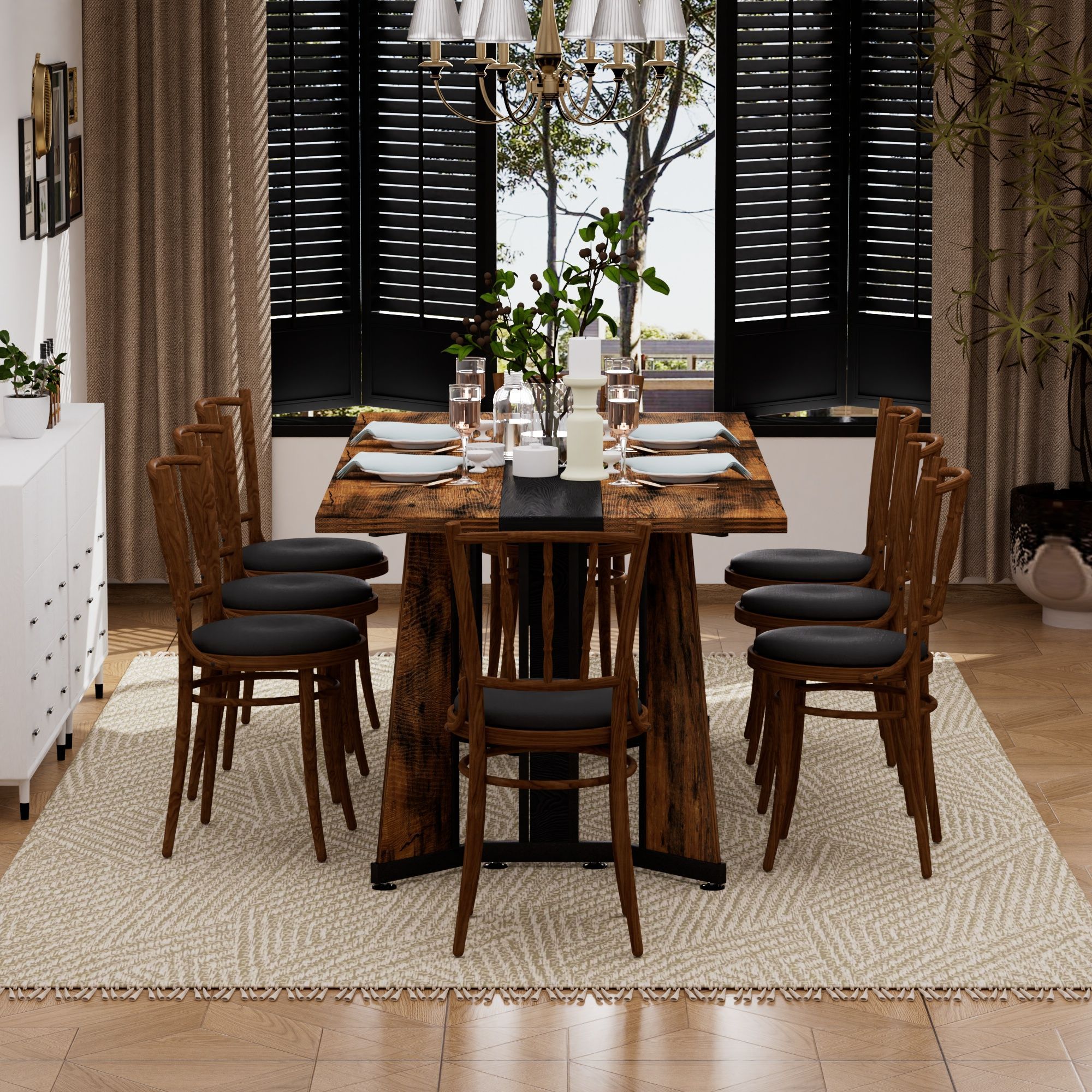 70.9Rectangular Large Dining Table, Waterproof Large Desk for 8 People, Deluxe Family Dining Table with Adjustable Legs for Kitchen,Living Room,Office