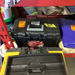 Husky 16 in. Plastic Portable Tool Box with Metal Latch (1.6 mm) in Black