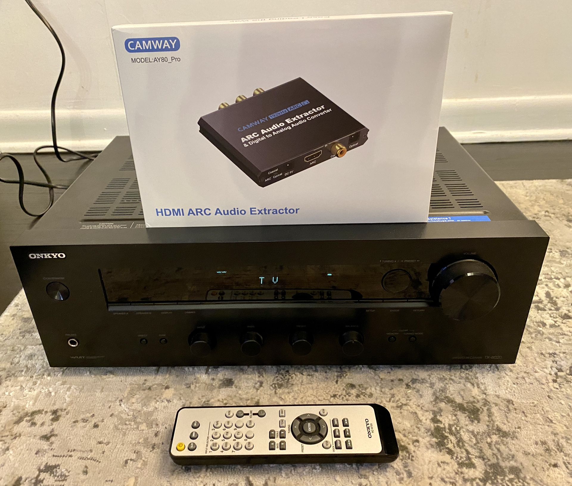 Onkyo TX-8020 Stereo AV Receiver with Camway HDMI ARC Audio Converter