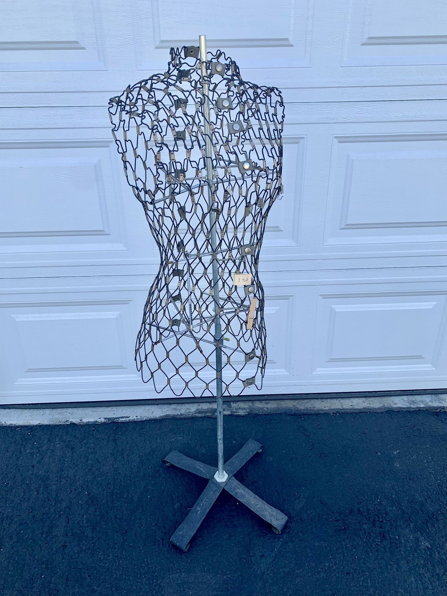 Vintage Steel Wire Bust Form Display Mannequin 