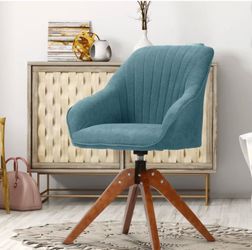 Cotton-linen Accent Chair, Modern Upholstered Single Sofa Armchair, for Living Room, Sky Blue