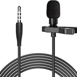 Lavalier Lapel Microphone Wired Omnidirectional Condenser Clip On Mini Mic Recording You Tube Facebook Live Stream Vlog Auto-Sync