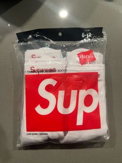 Brand New Supreme x Hanes Crew Socks (4 Pack) – White