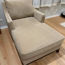 Chaise Tan Velour Fabric Excellent 
