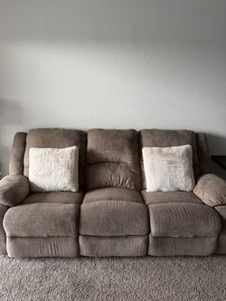 3-Seat Reclining Sofa Taupe Fabric