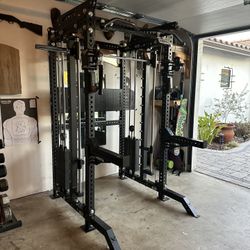 PRO SERIES Ultimate 3-1 Half Rack Functional Trainer w/Smith Machine Bar | 400lb Stack | Gym Equipment | Fitness | Commercial | Squat Rack 