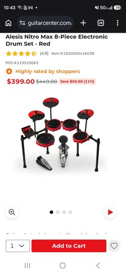 Alesis Nitro Max E Drum Kit w/ snare stand
