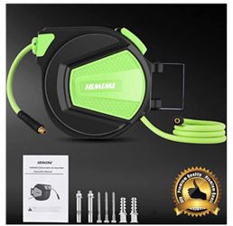 Automatic Retractable Air Hose Reel, 3/8" × 50ft +4.5ft Air Compressor Hose Reel for Workshop Garage, Any Length Lock Pneumatic Hose Reel w/ 1/4" NPT 