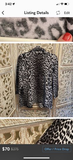 Neiman Marcus cashmere collection leopard print size large Thumbnail