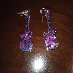 Hand Crafted Resin Guitar Earrings