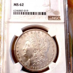1889 Silver Eagle Dollar Ms 62
