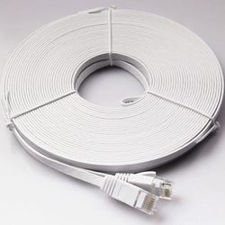 Cat 6 White Flat Ethernet Cable 65 ft