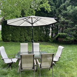 Patio Dining Table Set With Umbrella