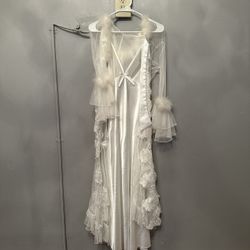 White lingerie Women Night Gown 