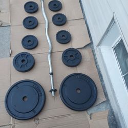 1" Curl Bar / Clips / 1" Weights 