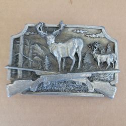 Hunting Theme Pewter Belt Buckle