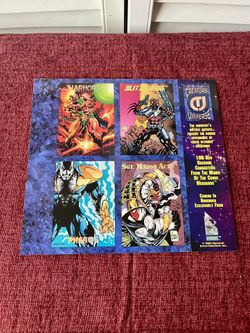 1993 Creators Universe Dynamic Uncut Promo Sheet Cards P1-P3 Kubert Sears Jusko 
