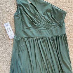 New With Tags: Azazie Bridesmaid Dress, Eucalyptus One Shoulder With Pockets