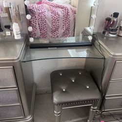 Vanity With Mirror & Stool 