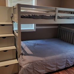 Grey Bunk Bed With Mattresses