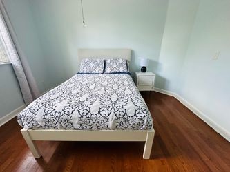 White Wood Platform Bed Frame