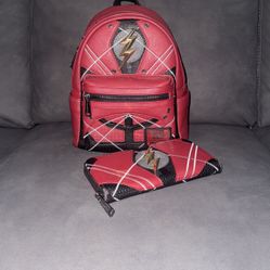 The Flash Loungefly backpack and wallet
