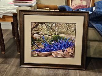 Framed photograph Chihuly glass boat