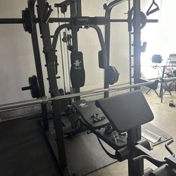 Vesta Fitness Smith Machine 2001 w/Bench Attachment | 230lb Bumpers Weights | 7ft Olympic Bar | Fitness | Gym Equipment | FREE DELIVERY 🚚 