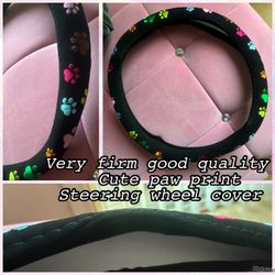 Cute paw print steering wheel cover,never been used$10