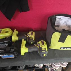 RYOBI R18ID2-0 Impact Wrench, Cordless 1/2 in. Drill/Driver, 1.5aH 18 Volt Battery, 4aH 18 Volt Battery, and Charger