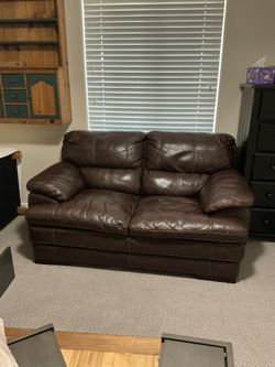 Dark Brown Leather Love Seath