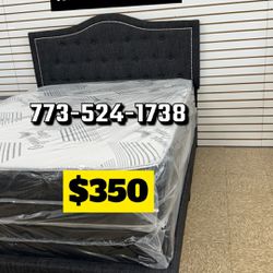 Queen size bundle deal headboard frame with mattress set available for pick up or delivery 