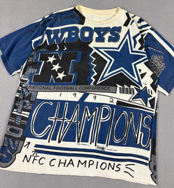 Dallas Cowboys Vintage 1992 T-Shirt Mens XL NFL All Over Print Magic Johnson AO